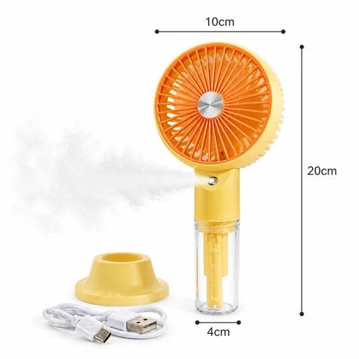 Portable USB Rechargeable Mist Fan with Adjustable Speeds, Humidifier, and LED Light – Compact and Stylish Handheld Fan for Personal Cooling