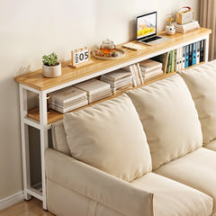 Space Efficient Side Table Single Double Tier Wall Mounted MDF Shelf with Metal Frame Multi Functional Narrow Table with Storage Hallway Bedroom Table 80x20cm Wood Black White Frame