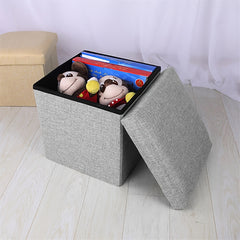 Gray Collapsible Storage Ottoman for Makeup, Seating, And Footrest Purposes