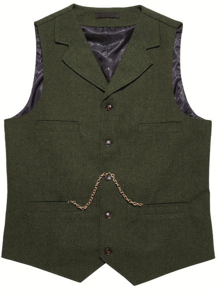 Men'S Vest Retro Fashion Groom Wedding Party Vest Men'S Herringbone Casual Business Waistcoat
