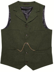 Men'S Vest Retro Fashion Groom Wedding Party Vest Men'S Herringbone Casual Business Waistcoat