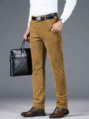 Men's Four-Season Corduroy Slim Fit Straight-Leg Casual Trousers