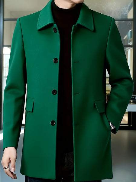 [Wanrenshan OBM] 2025 American Style New Men'S Casual Classic Versatile Solid Color Side Double Pocket Easy Design Handsome Dad Wrinkle-Resistant Non-Iron Single-Breasted Light Luxury Trench Coat