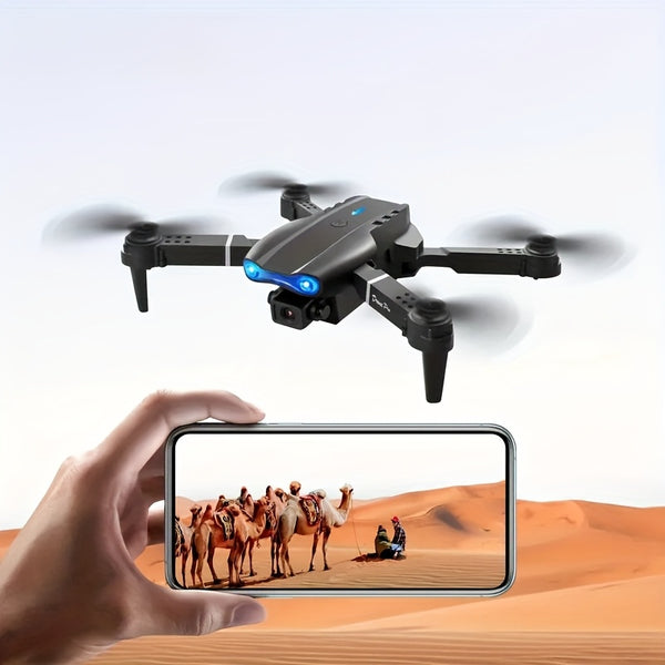 1pc Yethke E99 Drone With Dual Camera | One Key Take Off/Landing, Double Folding Rc Height Hold, Remote Control, Abs Material, 10-12 Minutes Life, Ideal For Beginners And Holiday Gifts