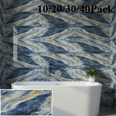 10/20/30/40 Pack Luxury Marble Effect Self-adhesive Floor Tiles 60x30cm, 2mm Thicken Vinyl Flooring Tiles Wall Stickers, Removable PVC Wall Decals, Suitable for Living Room, Bedroom, Kitchen Backsplashes, Bathroom, Office, Background Walls, Easy To Instal