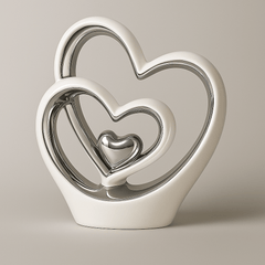 25.5cm Silver Heart Statue – Modern Ceramic Heart Ornament & Decorative Sculpture for Home, Shelf & Table Décor | Elegant Gift for Weddings, Anniversaries & Housewarmings