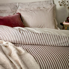 Yard Hebden 100% Cotton Burgundy Stripe Duvet Cover Set in 4 Sizes