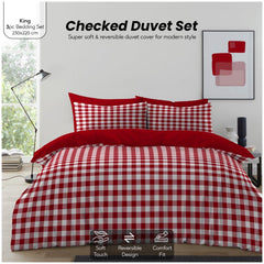 Gingham Moor Check Duvet Cover Set | Plain Reversible Microfibre Quilt Bedding with a Soft Lightweight Feel and Stylish Check Design | Ultra-Soft Matching Pillowcases for Everyday Bedroom Comfort | Available in Single, Double, King Sizes | Fast Dispatch f