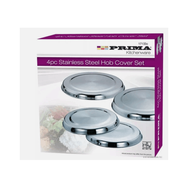 Prima 4pcs Stainless Steel Hob Protector Covers Set Kitchen Surface Protection Panels Heat-Resistant Stove Top Covers Worktop Space Saver Easy Clean Metal Covers