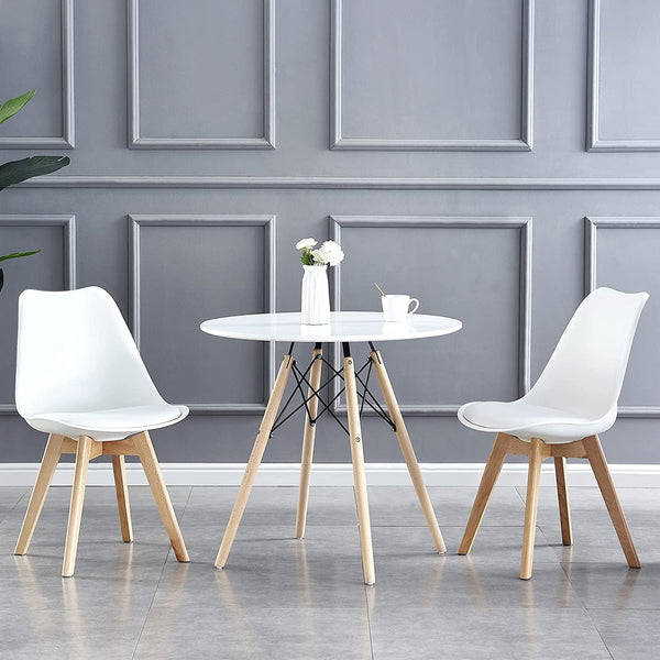 mcc direct Set of 2 Dining Chairs Wooden Legs Soft Cushion Pad Stylish DELUXE Retro Lounge Dining Office EVA