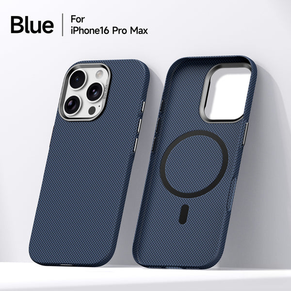Phone Case: New Magnetic Ultra-thin Kevlar Phone Case Compatible with iPhone 17 Pro Max Fine Grid Pattern Anti-drop Lens Protection Protective Cover
