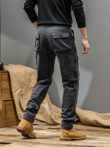 Men's Casual Cargo Pants, Multi-pocket, All-season American Street Style Loose Straight-leg Pants,  Blend, Machine Washable, Suitable for Casual Wear, Practical Workwear, Leisure Cargo Design, for Daily Outings and Travel