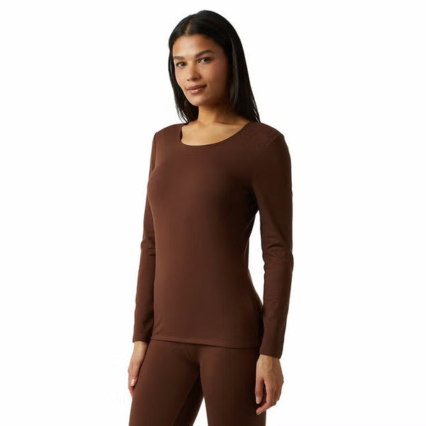 32 Degrees Heat Neo Plush Base Layer Top 2 Pack in Brown & Cream