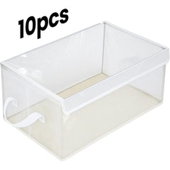 10-Pack Large Transparent Storage Boxes with Lids, PVC Foldable Organiser Containers for Clothes, Towels, Bedding & Wardrobe Storage