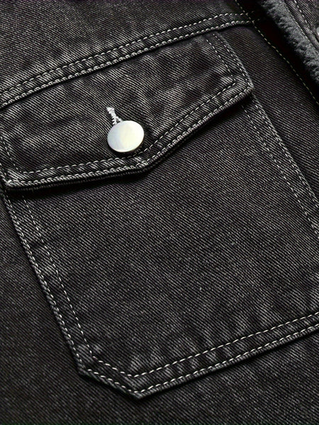 Winter Fleece Warm Denim Jacket Washed with Vintage Style