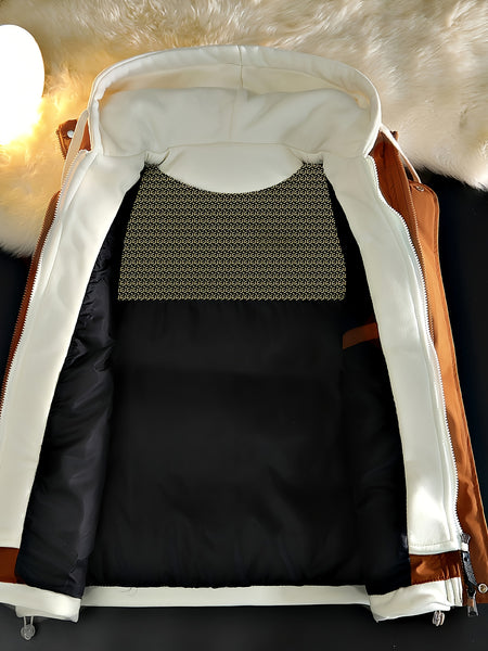 Autumn and Winter Outdoor Leisure Fashion Fake 2pcs Hooded Insulated Warmth Couple's Vest