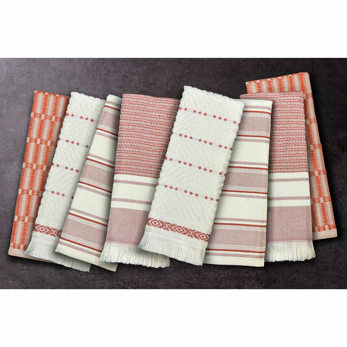 Mundo Textile Kitchen Towels 8 Pack, in Red