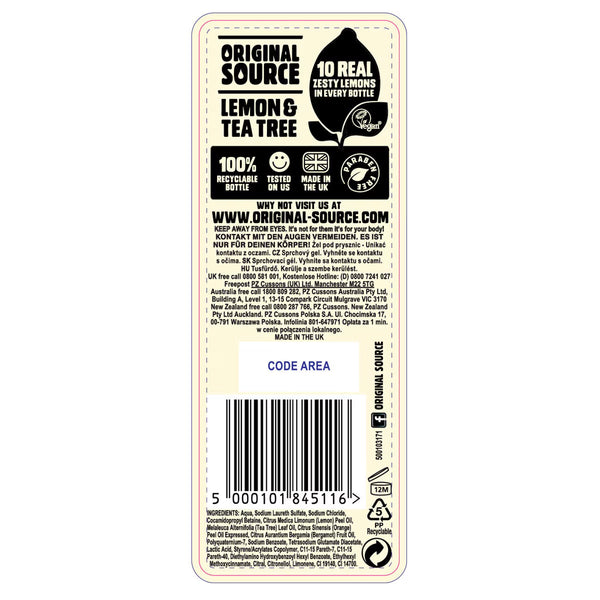 Original Source Zesty Lemon Shower Gel, 6 X 250Ml