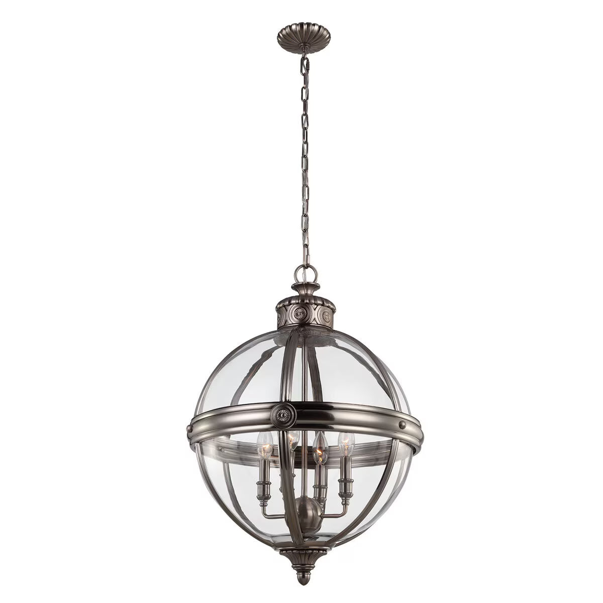 Feiss Adams 4 Light Pendant Chandelier - Antique Nickel