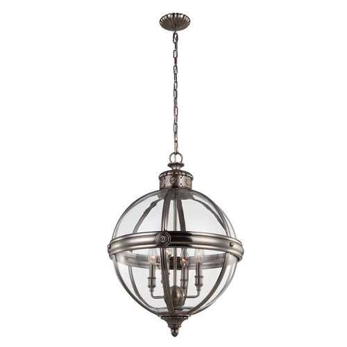 Feiss Adams 4 Light Pendant Chandelier - Antique Nickel