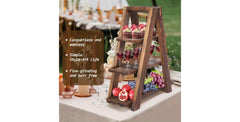 Wooden Double Dessert Table Display Set Rack 3 Tier Serving Tray Solid Wood Ladder Stand Wedding Cupcake Stand Dark Walnut Decorative Tray for Cake Snack Fruit Chips Bread Centerpieces