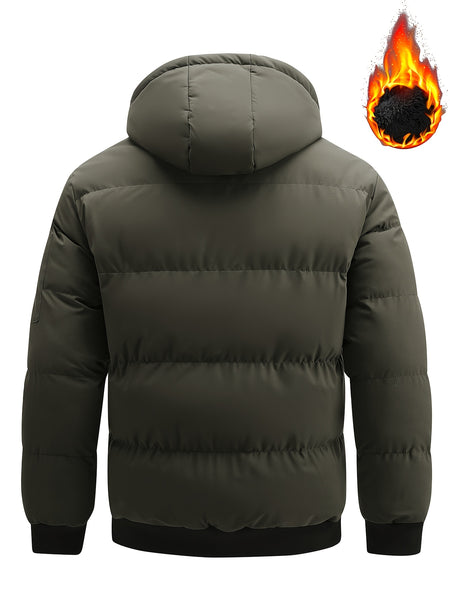 Winter Plush Jacket Thick Warm Jacket Hooded Jacket Casual Outdoor Jacket Solid Color Zipper with Plush Thickening