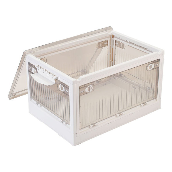 Extra Large Storage Bins with Lids, Plastic Stackable Toy Storage Box Organizer with Wheels, Foldable Rolling Storage Containers Storage Trunk for Clothes Snacks Toys Sundries Books Camping, Perfect for Living Room, Bedroom, Dorm, 61.5x42x34.5cm