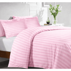 FAURA TEXTILES -Ultra Soft Striped Duvet Cover Set with Pillowcases – Elegant Modern Bedding Set, Smooth Comfortable Finish, Easy Care, Single Double King Super King Sizes