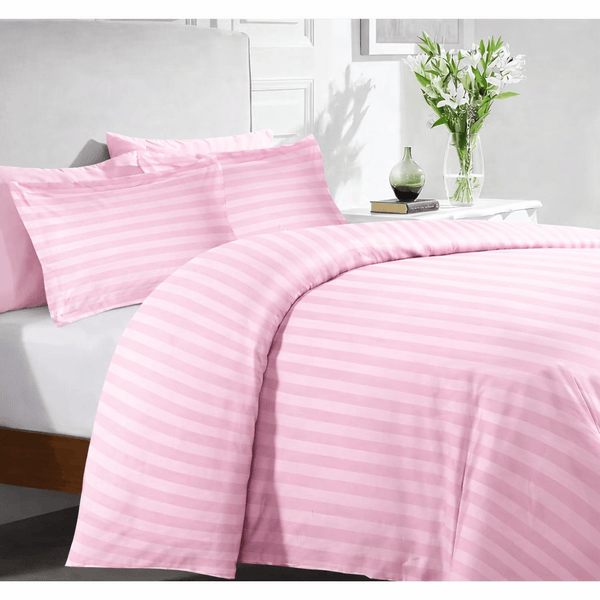 FAURA TEXTILES -Ultra Soft Striped Duvet Cover Set with Pillowcases – Elegant Modern Bedding Set, Smooth Comfortable Finish, Easy Care, Single Double King Super King Sizes