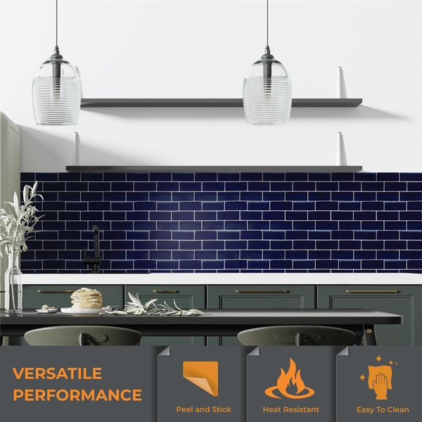 WALPLUS 6 Pcs 3D Tile Stickers Peel and Stick Backsplash Splashback Decals Tile Transfer for Kitchen Bathroom Living Room Stick on Tile Waterproof Glossy 30.5 x 30.5cm (12