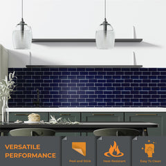 WALPLUS 6 Pcs 3D Tile Stickers Peel and Stick Backsplash Splashback Decals Tile Transfer for Kitchen Bathroom Living Room Stick on Tile Waterproof Glossy 30.5 x 30.5cm (12