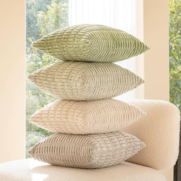 Set of 2 Luxury Corduroy Throw Pillow with Pillow Inserts, 18