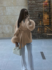 New Autumn/Winter Sophisticated Style Tie-Strap Coat for Women, Elegant and High-End, Overcoat