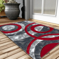 1pc Shaggy Rug – Retro Circle Pattern Dense-Pile Design – Super Soft, Non-Shed, Durable – Ideal for Bedroom, Living Room, Kitchen & Indoor Flooring