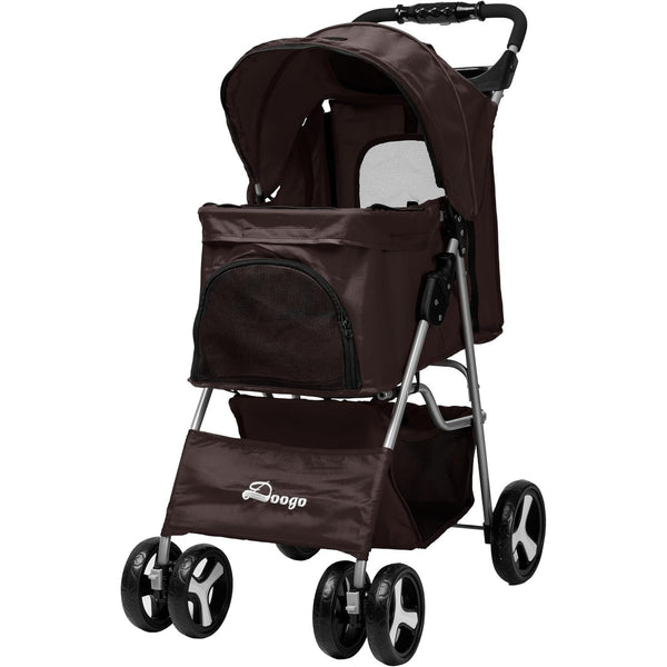 Foldable Pet Stroller With Rain Cover, Portable Foldable Outdoor Walking Cart with Large Space, Hand-Pull Design, Durable Oxford Fabric, Ergonomic Handle & Ventilation Mesh, Lightweight & Sturdy Frame For Small To Medium Dogs - Outdoor Pet Carrier, Modern