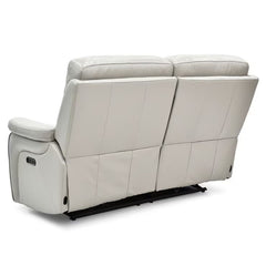 Fletcher Light Grey Leather Power Reclining 2 Seater Sofa with Power Headrest