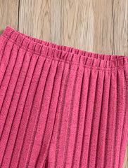 A Set of Women's Ribbed Letter Applique Hoodie and Flared Pants