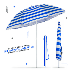 1.7m Garden Parasol Outdoor Tilt Umbrella, Parasol UV Canopy Patio Sun Shade Umbrella for Garden