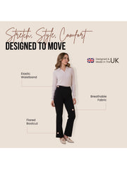 Ladies Flared Trousers Stretch Fit Comfort Fit High-Waisted Flared Pants Suitable For Nurses, Carers, Teachers, School Uniform, Yoga, Travel, Casual, Office Wear