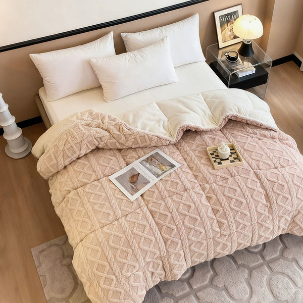Luxury Taffeta Comforter Thick Warm Comforter, Heavy Warm Winter Comforter Core, Modern Ultra Soft Thick Weighted Blanket All Season Fluffy Fleece Quilt Beddin, Ideal Bedding Gifts for Christmas Mother's Day Valentine's Day Festival, Single Double King Su