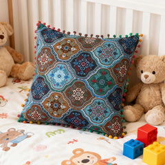 18x18 Inch Reversible Turkish Pattern Pillows (Set of 2 with Inserts) - Romantic Turkey Boho Floral Double Sided Design, Premium Polyester Cover & Fill, Decorative Accent Pillows for Sofa, Chair, Bedroom