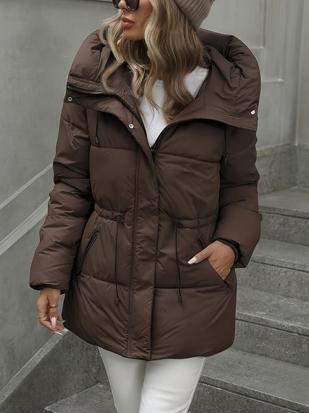 Women's Winter Coat - Thickened Warm Mid-Length Jacket with Full-Zip Closure, Waist-Hugging Slim Fit & Pockets - Elegant Cold Weather Outerwear for, Parties, Travel - Durable Long Sleeve Coat (Machine Washable) In Green, Winter Jacket for Women,