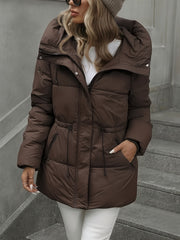 Women's Winter Coat - Thickened Warm Mid-Length Jacket with Full-Zip Closure, Waist-Hugging Slim Fit & Pockets - Elegant Cold Weather Outerwear for, Parties, Travel - Durable Long Sleeve Coat (Machine Washable) In Green, Winter Jacket for Women,