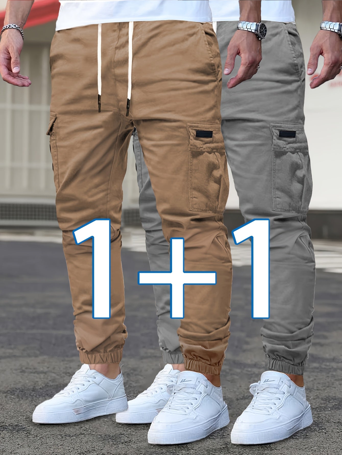 2pcs Men's Cargo Pants - Multifunctional Pockets, Adjustable Drawstring, Suitable for Everyday Casual and Formal Wear in All Seasons - Great Birthday/Christmas Gift - Machine Washable and Durable, a Must-have for Outdoor Enthusiasts
