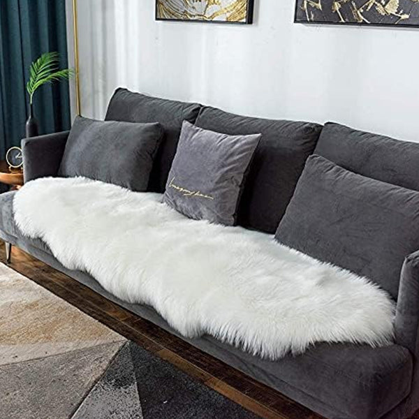 Soft Faux Australian Wool Decorative Pad (60x180cm) – Multifunctional Soft Plush Sofa Cushion, Bay Window Mat & Irregular Rug for Warm Indoor Spaces