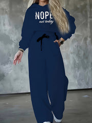 Women'S Two-Piece Casual Outfit, Featuring a Warm Hooded Sweatshirt with Letter Patterns