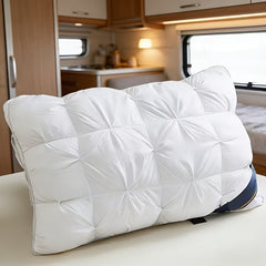 1/ 2pcs Queen Size Luxury Bed Pillows - Hypoallergenic Polyester Cover, Machine Washable All-Season Pillows for Deep Sleep, Contemporary White Design with Blue Accents - Perfect for Home, Gifts & Family Use, Elegant Bedding, Home Comfort