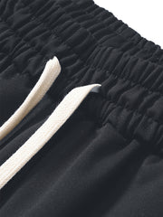 Three-pc Men's Solid Color Plain Elastic Waistband Drawstring Ribbed Cuffed Casual Jogger Pants, Men's Dress Administrative Trousers