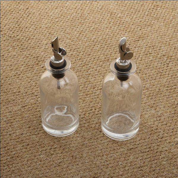 2pcs Olive Oil Dispenser Bottle for Kitchen, Glass Oil and Vinegar Dispenser Set, Coffee Syrup Dispenser, Kitchen Cooking Tools, 350ml/ 500ml, Silver/ Gold