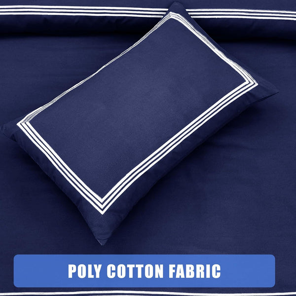 My Home Store Polycotton Bratta Duvet Cover Set - Our 3pc Soft stitch Embroidered button closure Quilt cover with matching Embroidered envelop closure Pillowcases | Breathable & Lightweight Duvet cover set